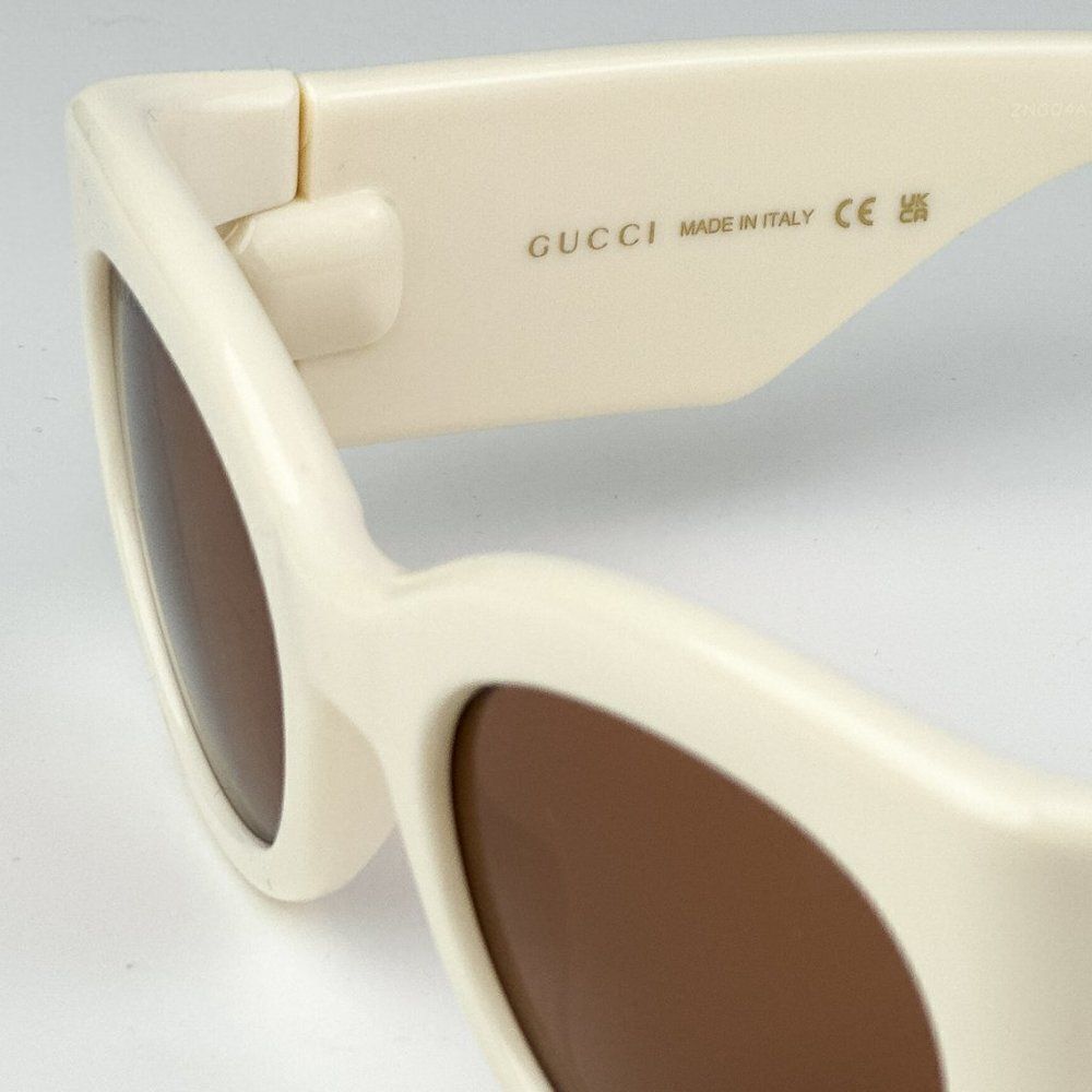 NEW Gucci GG1544S 004 Ivory Brown Unisex Oval Sunglasses GG 1544S - Picture 7 of 10